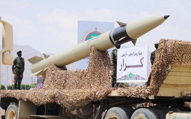Tên lửa của lực lượng Houthi tại Yemen. Ảnh: Xinhua