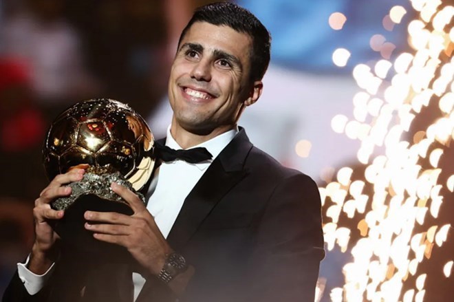 Rodri giành Quả bóng vàng trong màu áo Man City. Ảnh: AFP