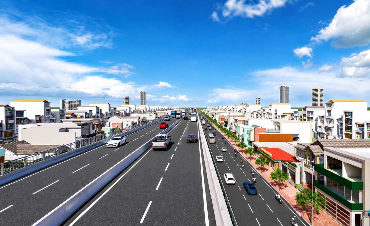 National Highway 13 is about to be expanded to 60 m, in the middle is a 4-lane elevated road. Photo: Ho Chi Minh City Department of Construction