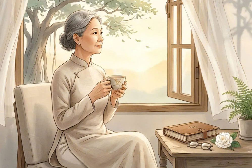 At the age of 61, she only hopes to have enough time to live peacefully. Photo: Al create