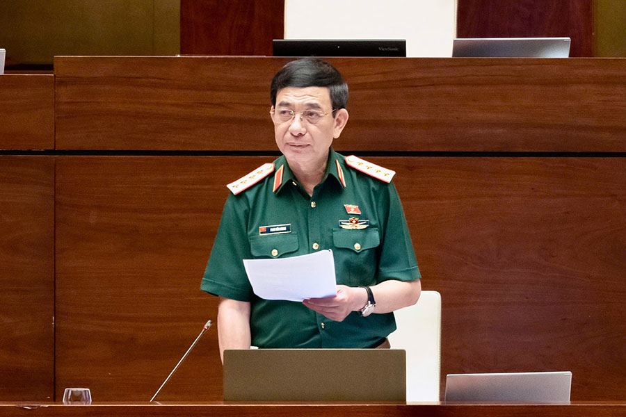 General Phan Van Giang - Member of the Politburo, Deputy Prime Minister, Minister of National Defense speaks. Photo: Media. quochoi. vn