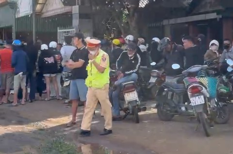 Scene of the traffic accident between a truck and a motorbike. Photo: Police provided