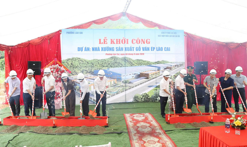 Dự án nhà xưởng sản xuất gỗ ván ép có vốn đầu tư 160 tỉ đồng, công suất 200.000 m³/năm, dự kiến tạo việc làm cho 450 - 500 lao động. Ảnh: UBND phường Lào Cai