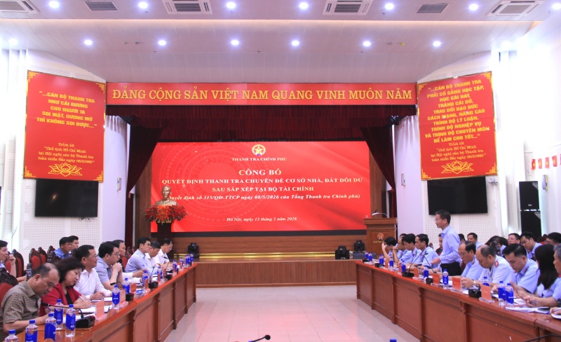Images at the conference announcing the decision to conduct a thematic inspection of redundant houses and land after arrangement at the Ministry of Finance. Photo: Government Inspectorate