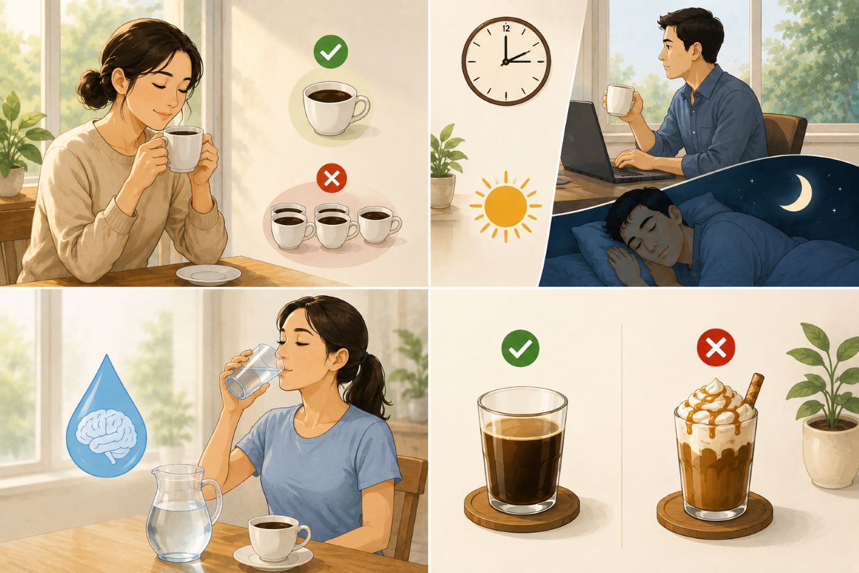 Not only does it bring immediate alertness, coffee also has many benefits for brain health if drunk properly. Image created by AI