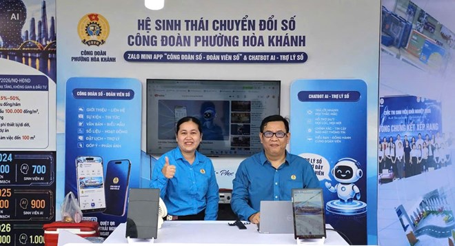 Công đoàn phường Hòa Khánh, Đà Nẵng giới thiệu hệ sinh thái chuyển đổi số tại Ngày hội “Mùa hè số Hòa Khánh 2026”. Ảnh: Công đoàn Hoà Khánh