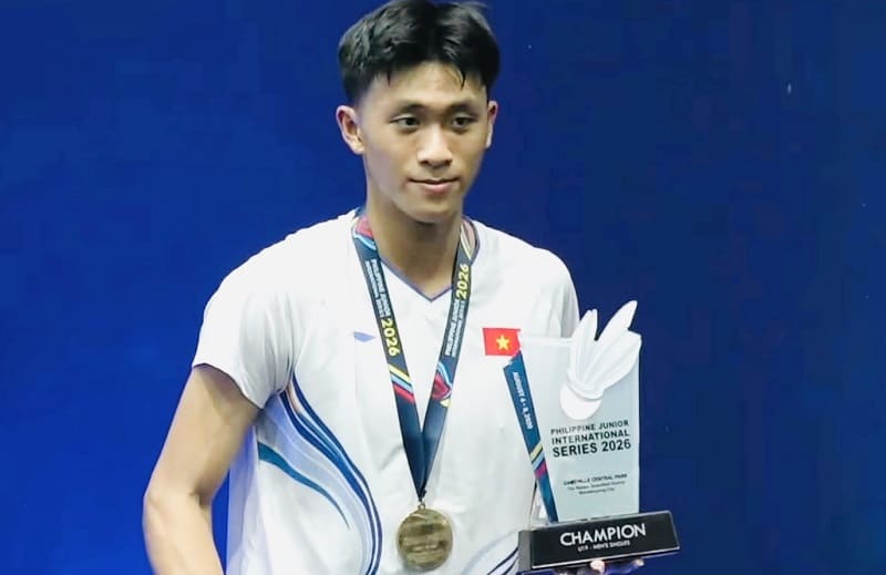 Badminton player Nguyen Tat Duy Loi won the men's singles championship of the Philippines Junior International Series 2026 Badminton Tournament. Photo: Vietnam Badminton Federation - VBF