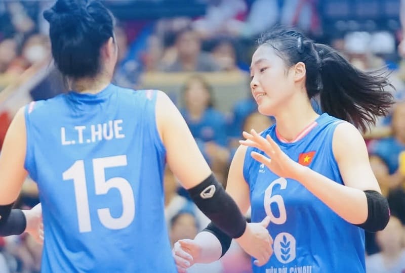 Player Pham Quynh Huong (6) is 1 of the 2 hitters who scored the most points for the Vietnamese Women's Volleyball Team in stage 2 of the SEA V.Cup 2026. Photo: Vietnam Volleyball