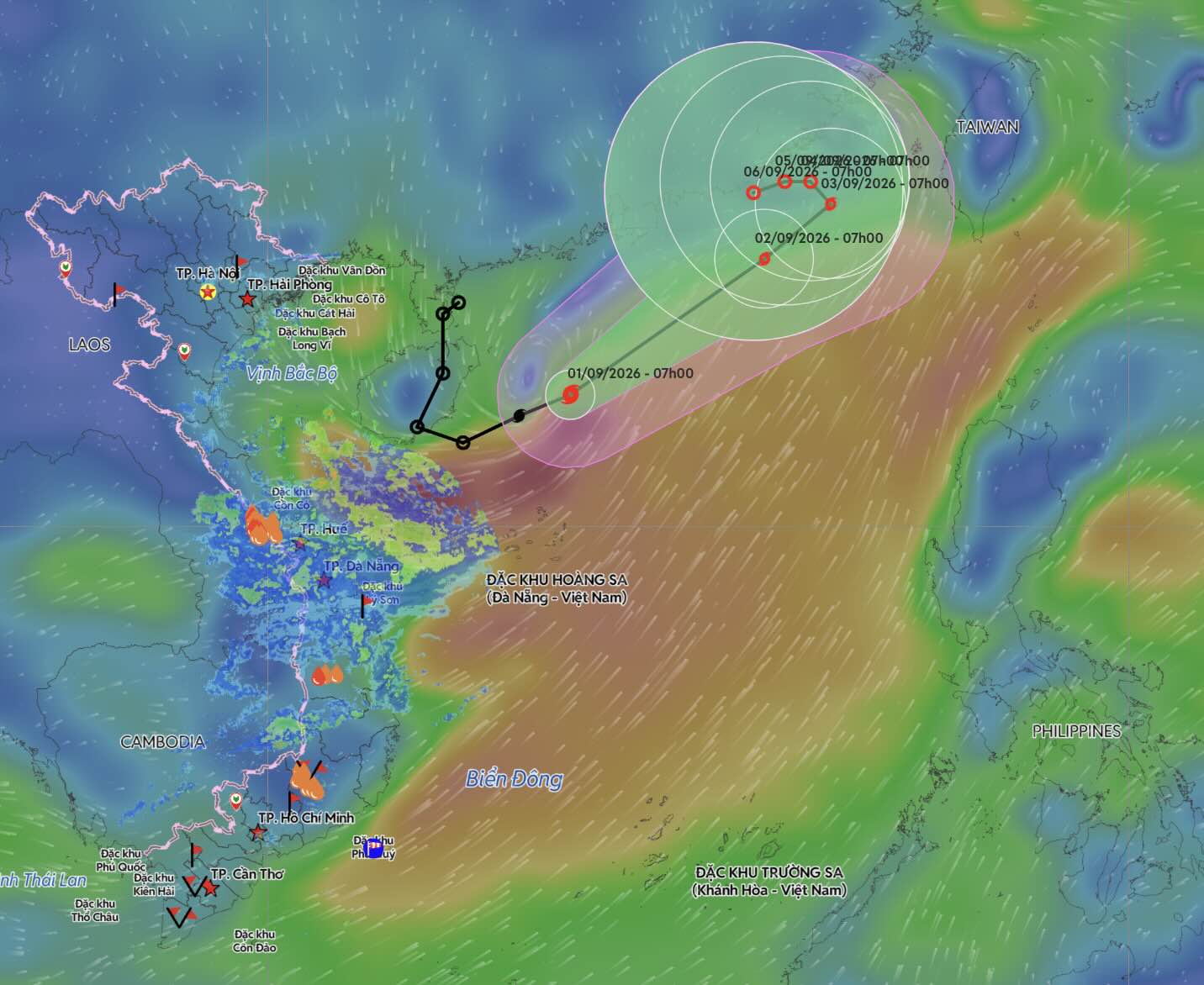 Update on the location and path of storm No. 5. Source: Vietnam Disaster Monitoring System