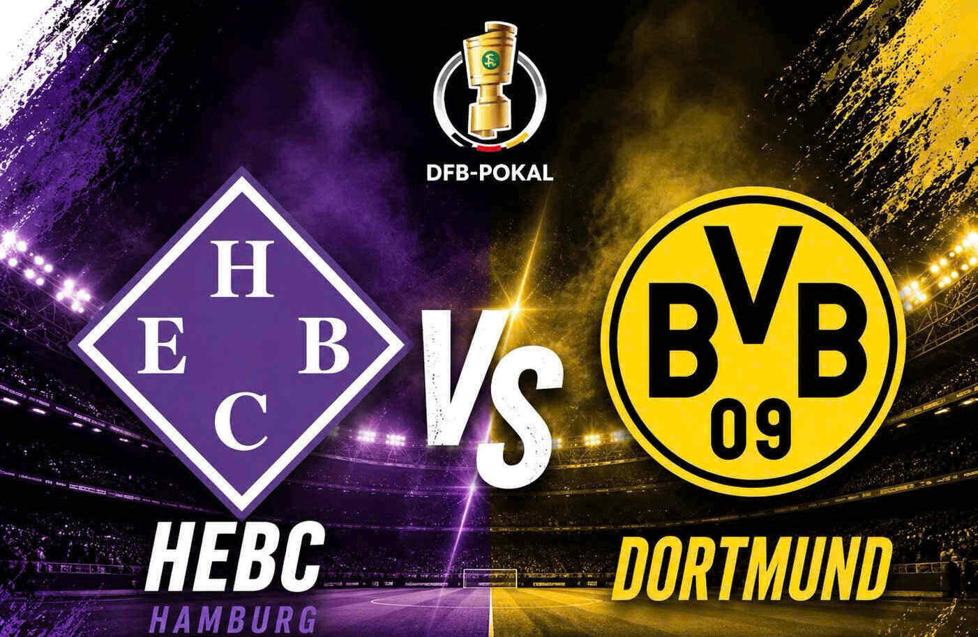 Football analysis HEBC Hamburg vs Dortmund at DFB-Pokal.  Graphics: Dieu Anh