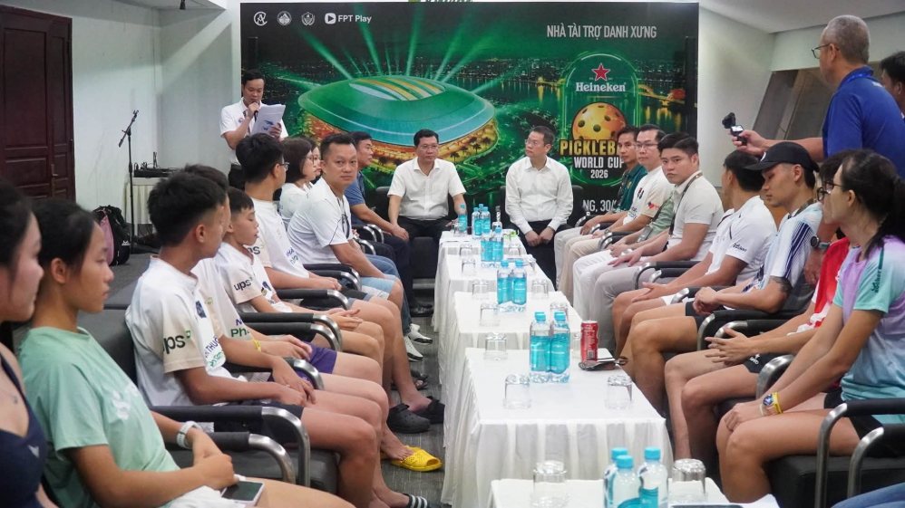 Lãnh đạo TP Đà Nẵng gặp mặt, động viên đội tuyển Việt Nam trước Pickleball World Cup 2026. Ảnh: Công an TP Đà Nẵng