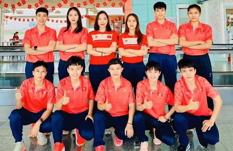 Vietnamese women's sepak takraw team goes to Thailand for training 2 weeks before participating in ASIAD 20. Photo: Thai Xuan