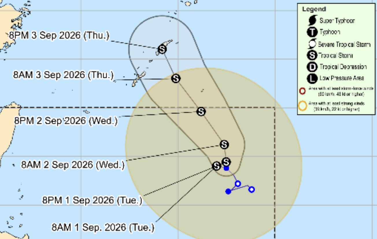 Dự báo đường đi và cường độ của bão Pilandok từ ngày 1.9-3.9. Ảnh: PAGASA