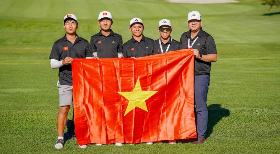 La selección vietnamita de golf participa en la Copa Nomura 2026 en China. Foto: VGA