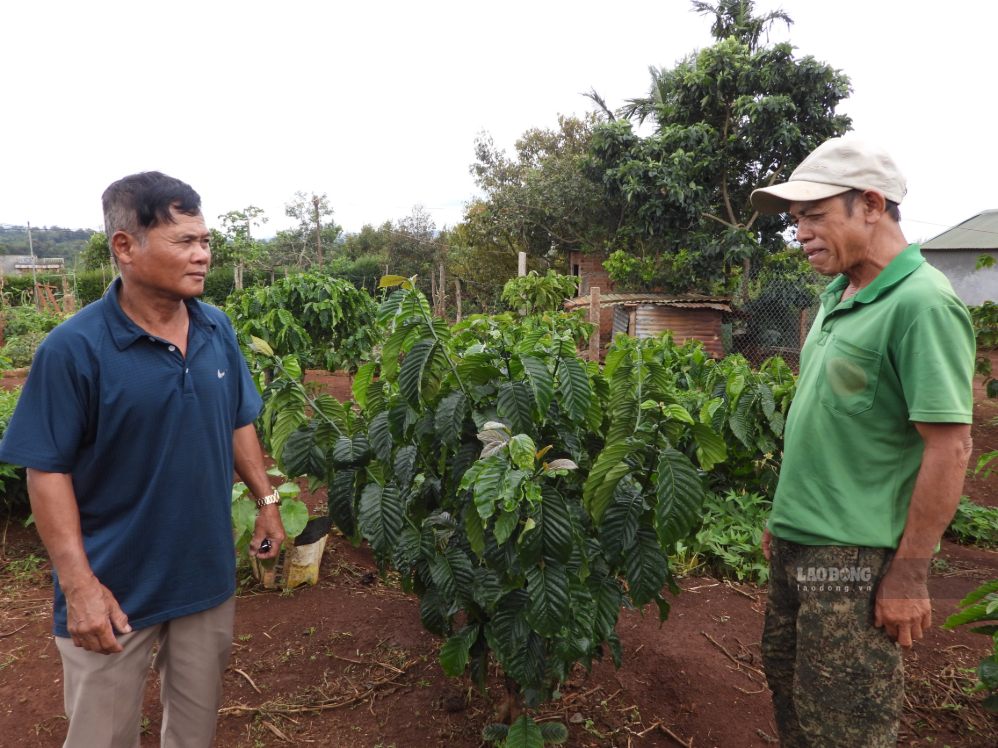 Reputable people in Dlie Ya commune (left) visit and encourage people in difficult circumstances in the area. Photo: Van Lanh