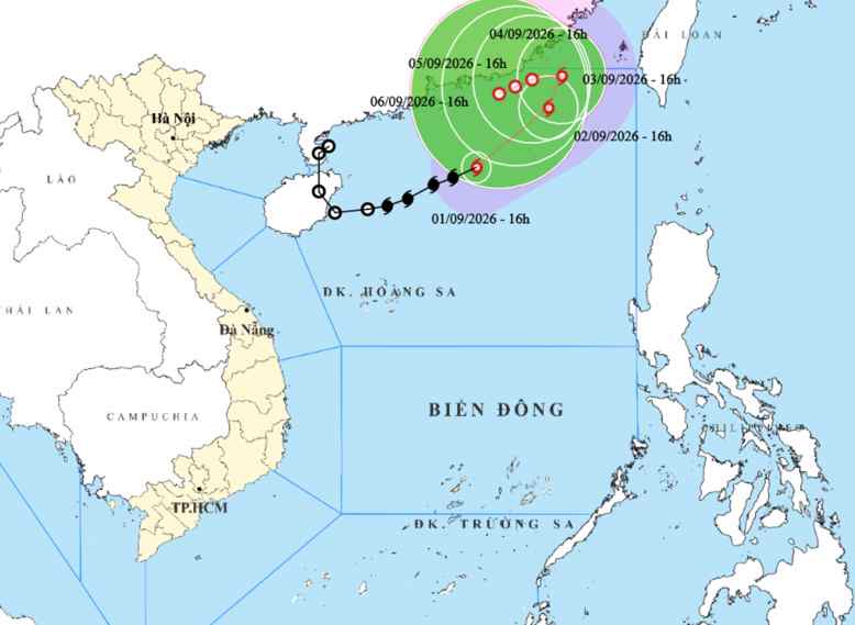 今日の天気予報 9月2日:台風5号が南シナ海を急速に移動。写真:国家水文気象予報センター