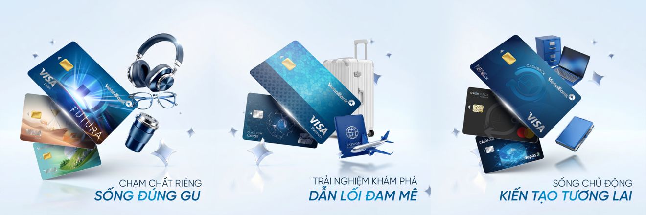 Ba phong cách thẻ: Cá tính – Trải nghiệm – Thực tế. Ảnh: VietinBank