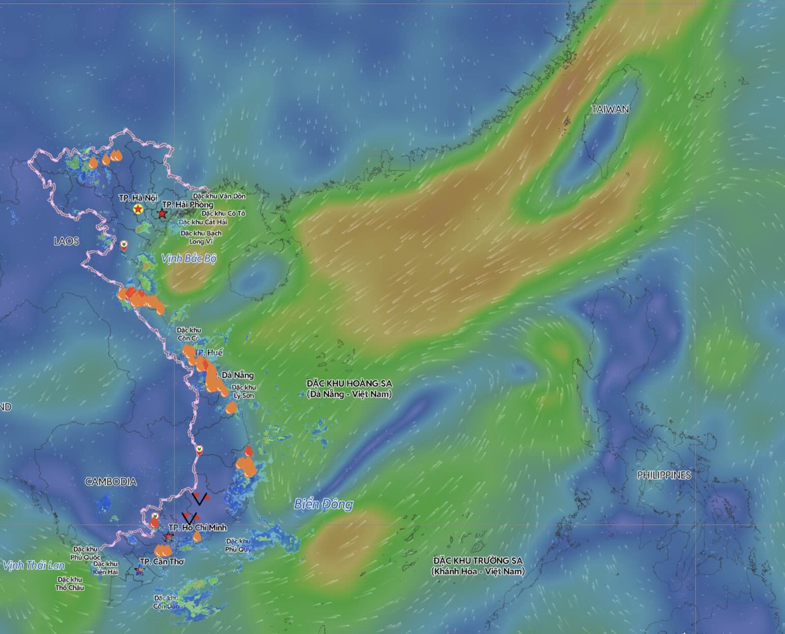 Forecast that the low pressure area is about to strengthen into a tropical depression, with a probability of 30-40% of strengthening into a storm. Photo: Vietnam Disaster Monitoring System