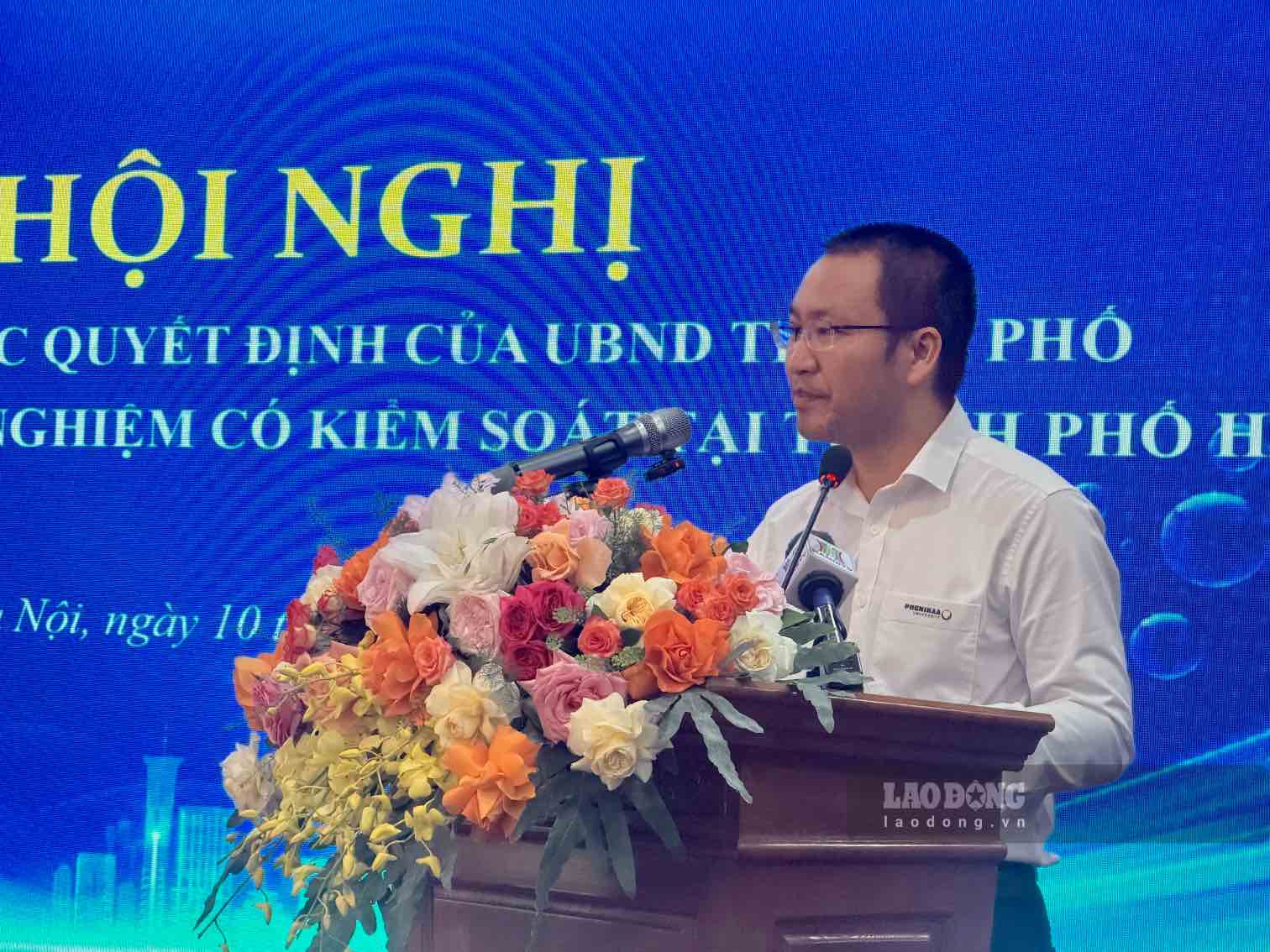 PGS.TS Lê Anh Sơn — Giám đốc Công ty Cổ phần Phenikaa-X, Giám đốc Đại học Phenikaa phát biểu tại hội nghị. Ảnh: Hoài Anh