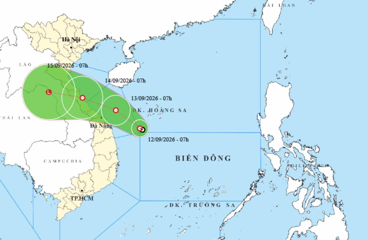 The low pressure in the East Sea has officially strengthened into a tropical depression. Photo: National Center for Hydro-Meteorological Forecasting