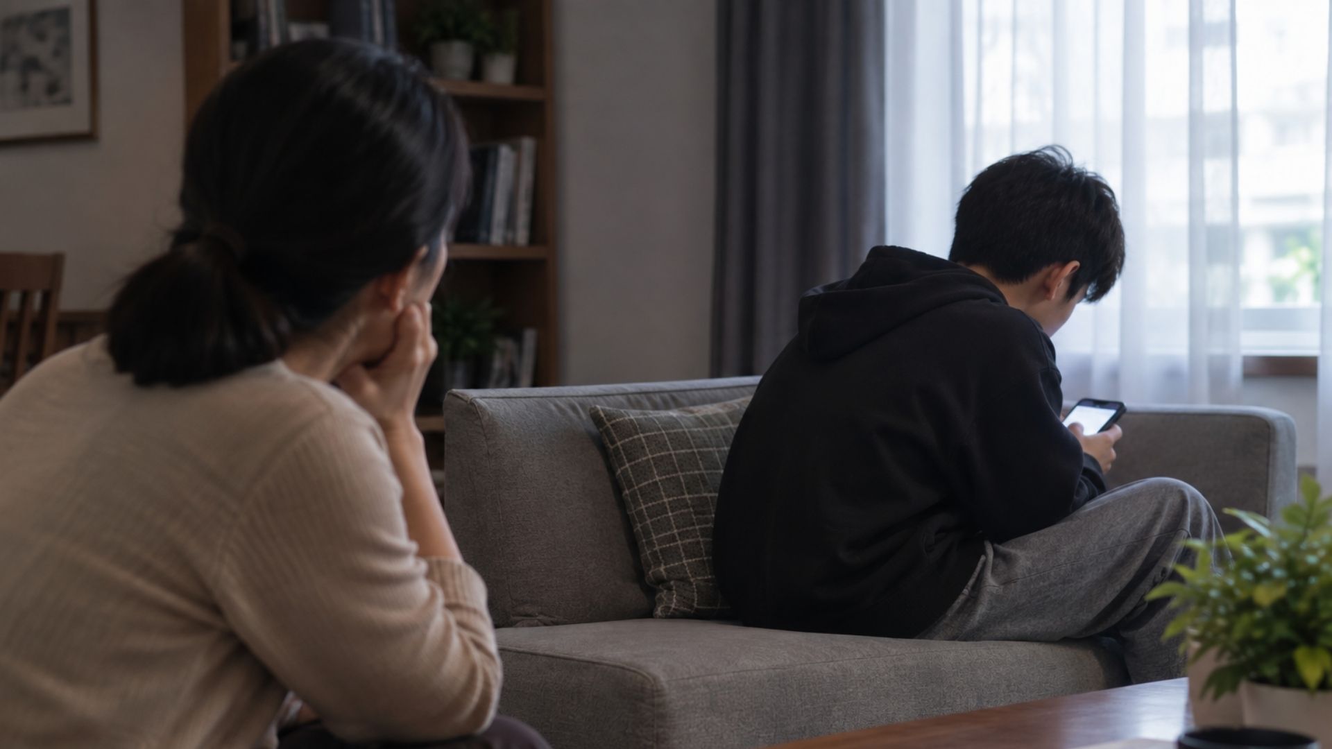 The mother is helpless as raising her son is increasingly difficult, and her son is gradually becoming distant from his parents. Photo: AI
