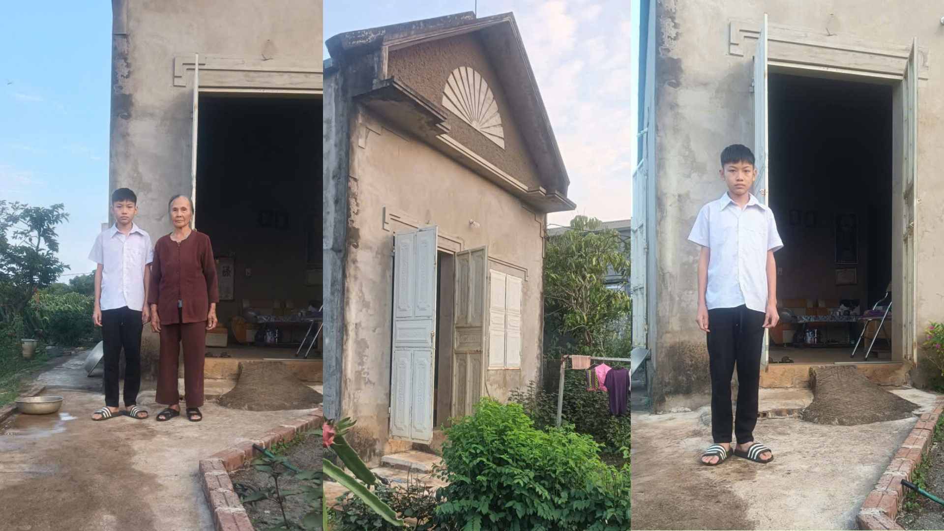 Hoang Minh Ky (Son La) lives with relatives in a simple house. Photo: Family provided