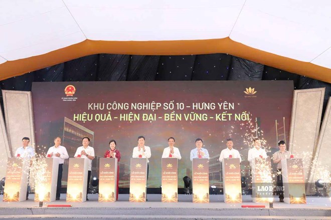 Khu công nghiệp số 10 - Hưng Yên được khởi công sáng 12.9 tại xã Ân Thi. Ảnh: Hải Minh