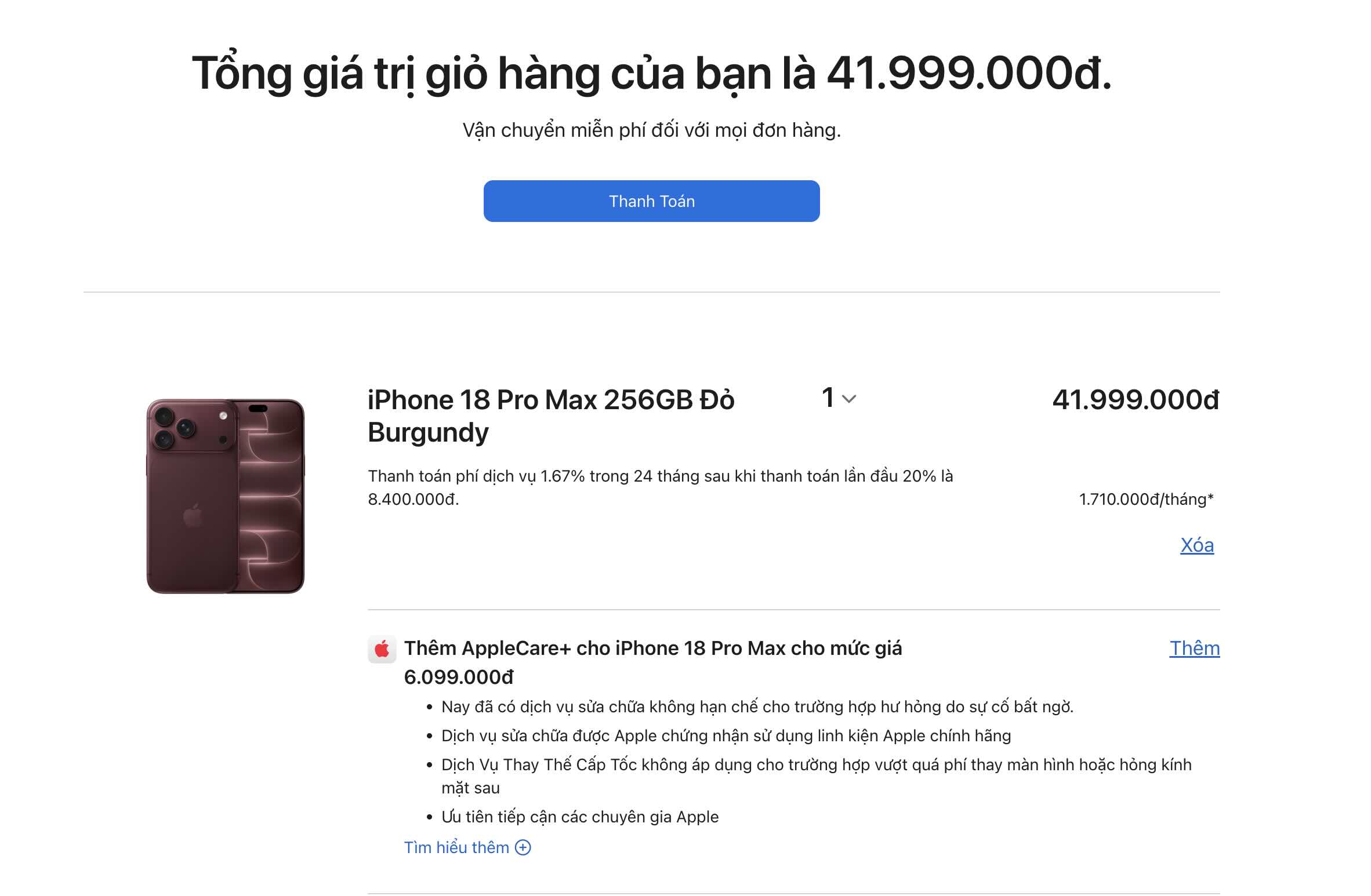 El iPhone 18 Pro se abre oficialmente para pedidos anticipados en Vietnam. Foto: Apple