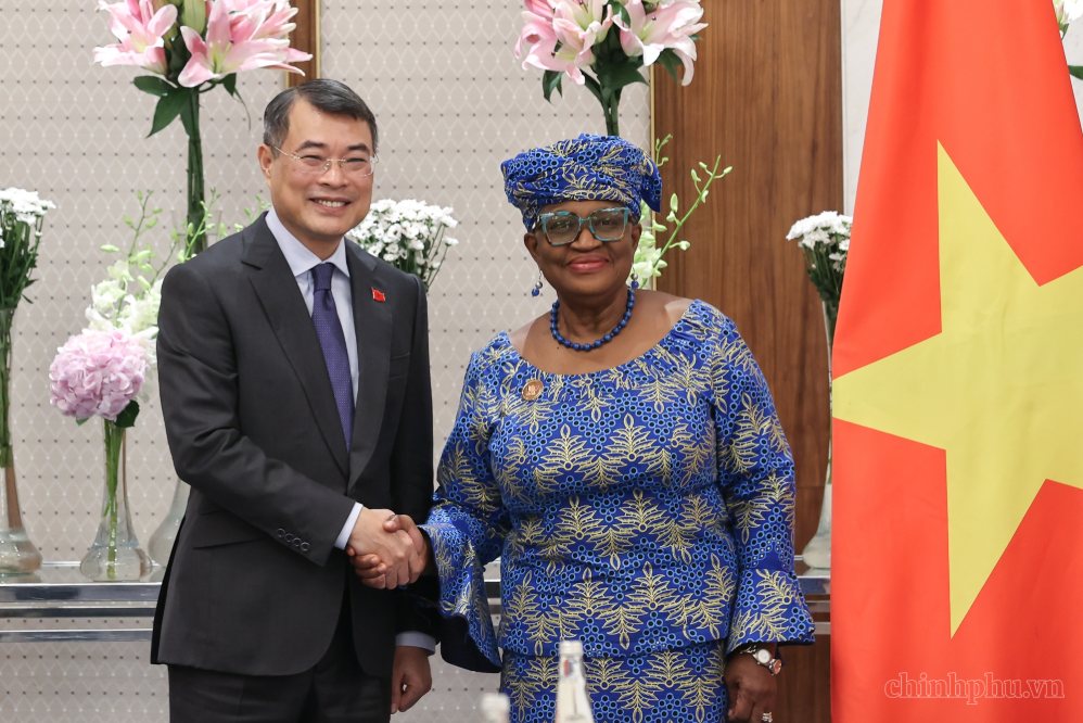 Politburo member, Prime Minister Le Minh Hung receives World Trade Organization (WTO) Director-General Ngozi Okonjo-Iweala. Photo: chinhphu. vn