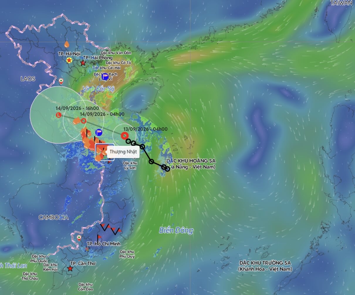 Update on the location and path of the tropical depression on the morning of September 13. Photo: Vietnam Disaster Monitoring System