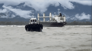 Bad weather, difficult access to rescue 24,000-ton ship stranded at sea in Hue City. Photo: Chan May Port Joint Stock Company taken on September 13