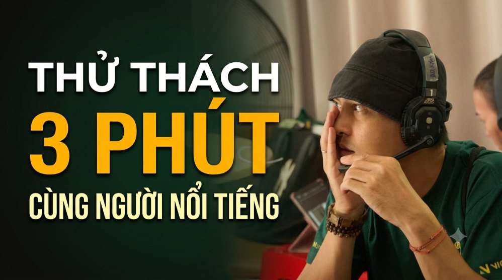 Khuong Ngoc participe au défi de 3 minutes du journal Lao Dong. Photo graphique: Nhu Quynh