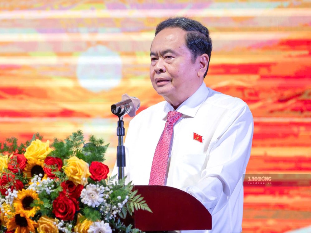 Đồng chí Trần Thanh Mẫn - Ủy viên Bộ Chính trị, Chủ tịch Quốc hội dự và phát biểu chỉ đạo hội nghị. Ảnh: Phương Linh
