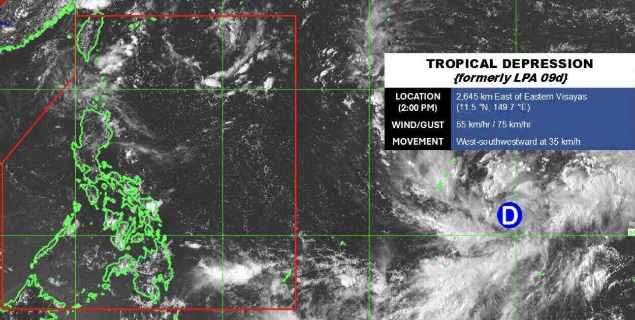 Location and intensity of tropical depression LPA 09d recorded by PAGASA at 2:00 PM on September 14 (Philippines time). Photo: PAGASA