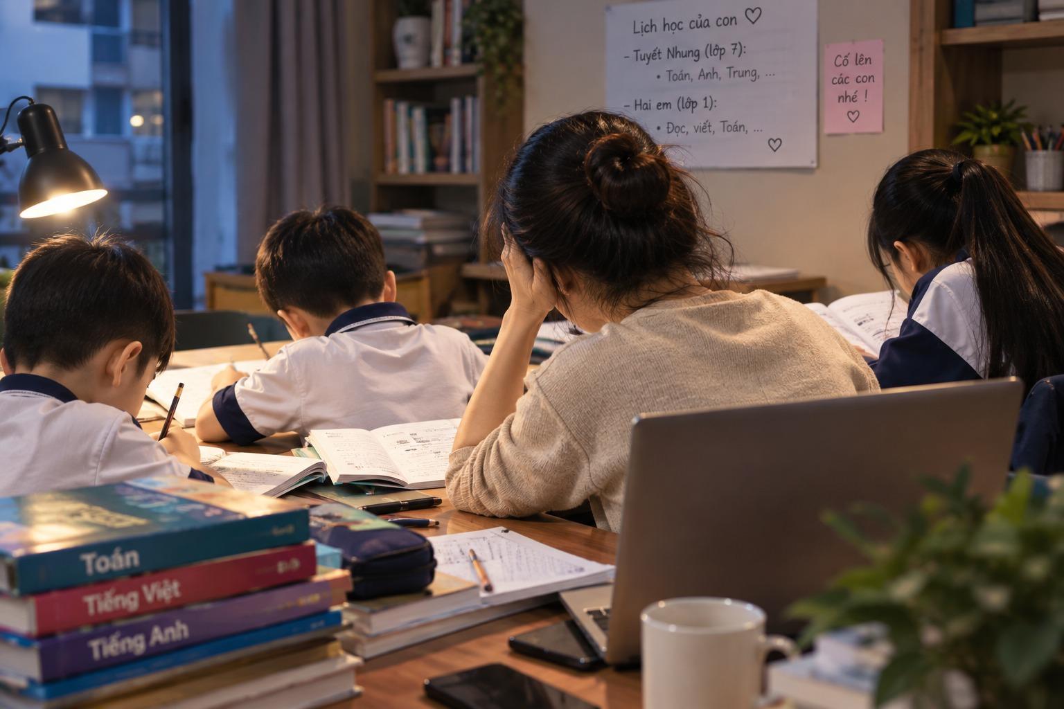 Children's education seems to create more pressure on the family. Illustrative image AI.