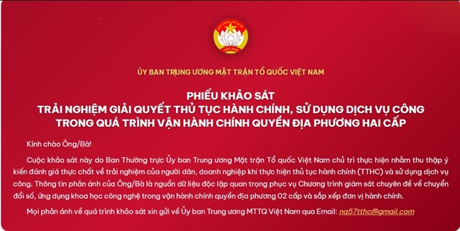 The Vietnam Fatherland Front surveys the settlement of administrative procedures and the use of public services in the process of operating local governments at 2 levels. Photo: Fatherland Front