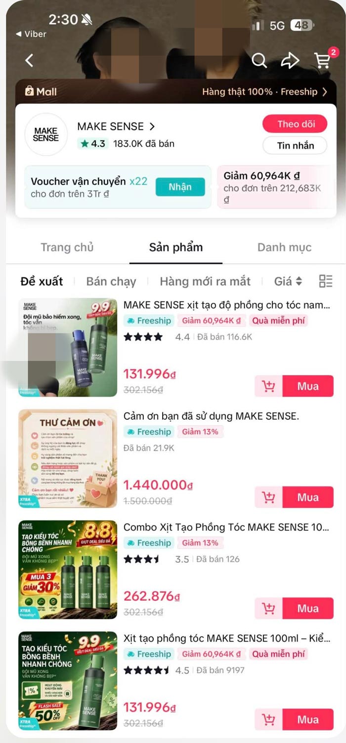 TikTok establece un puesto oficial de productos Make Sense en TikTok Mall. Captura de pantalla