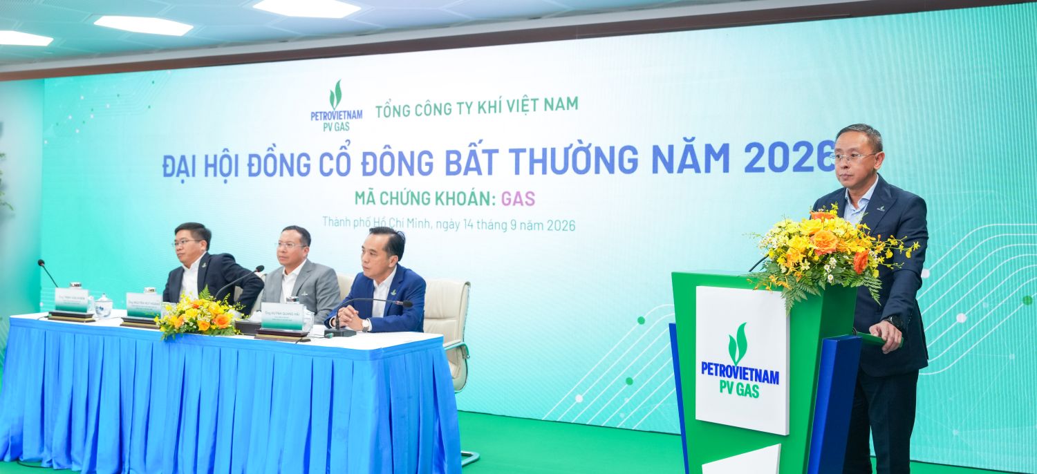 Member of Petrovietnam Member Council Tran Binh Minh speaks at the Congress. Photo: PV GAS