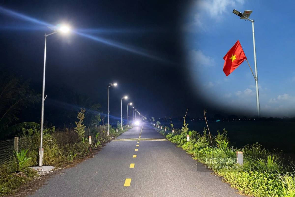 Solar lights are installed in Hien Khanh commune, Ninh Binh province. Photo using AI