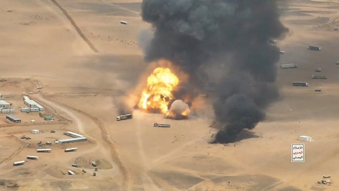 Image of a Houthi attack targeting Saudi Arabia, September 7. Photo: AFP