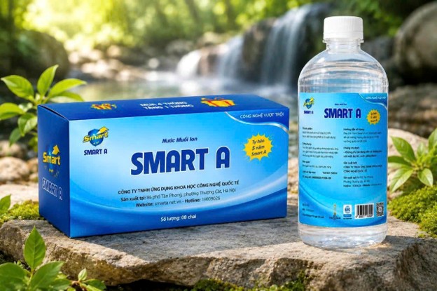 Sản phẩm Smart A – nước muối ion ứng dụng công nghệ điện hóa. Ảnh: Smart A