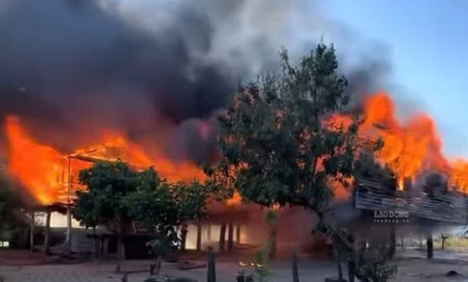 A fire burned down a house in Kong Chro commune, Gia Lai. Photo: Thanh Tuan (taken in May 2026)