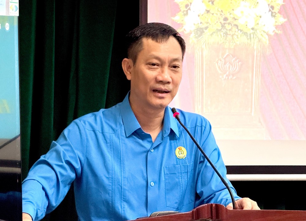 Ông Lê An Hải, Ủy viên Ban Thường vụ Tổng LĐLĐVN, Chủ tịch Công đoàn Công Thương Việt Nam phát biểu tại Đại hội thành lập Công đoàn cơ sở Công ty TNHH Thời trang Anima Việt Nam. Ảnh: Hoàng Tuấn / Công đoàn Công Thương Việt Nam