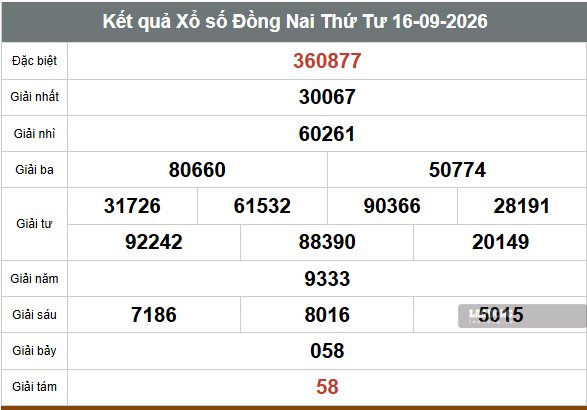 Kết quả xổ số Đồng Nai hôm nay 16.9. Ảnh: Anh Tú (chụp 16.9)