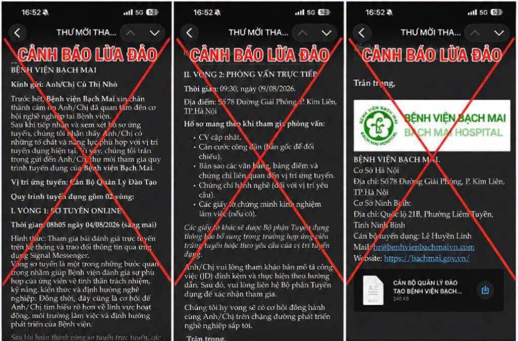 Fake Fanpage, information page of Bach Mai Hospital. Photo: Hospital provided (September 15, 2026)