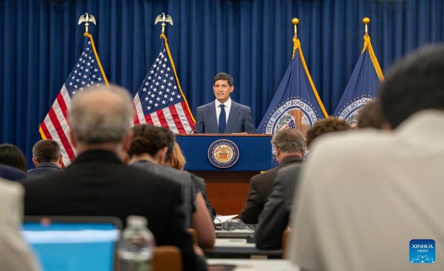 Le président de la Réserve fédérale américaine (FED), Kevin Warsh, lors d'une conférence de presse à Washington D.C., aux États-Unis, le 17 juin 2026. Photo: Xinhua