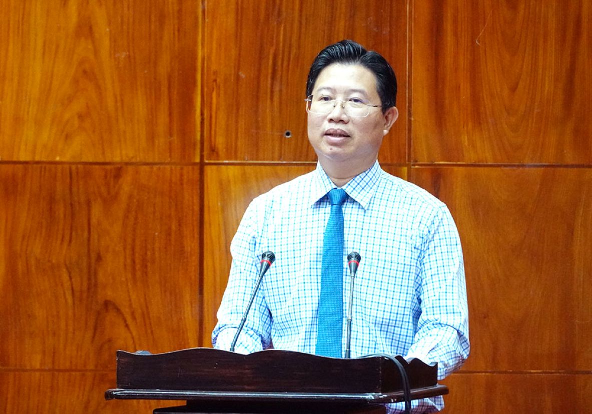 Phó Chủ tịch UBND tỉnh Đồng Tháp phát biểu tại hội nghị. Ảnh: Dongthap.gov.vn