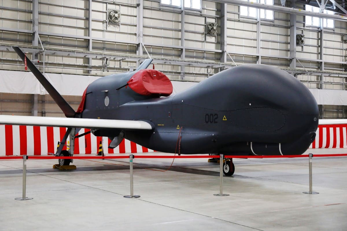 A Global Hawk reconnaissance drone of the Japan Air Self-Defense Force in Misawa, Aomori Prefecture taken on January 23, 2023. Photo: AFP