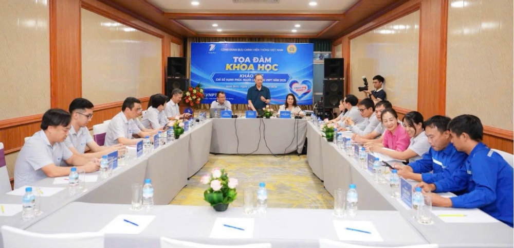 VNPT Trade Union has just organized a scientific seminar on the survey of VNPT employees' happiness index in 2026. Photo: VNPT Trade Union