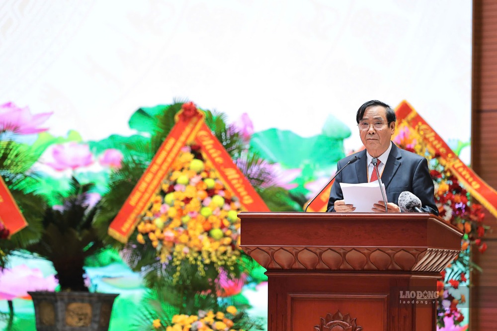 Ông Nguyễn Thanh Bình - Chủ tịch Hội Người cao tuổi Việt Nam phát biểu tại Đại hội. Ảnh: Quỳnh Chi